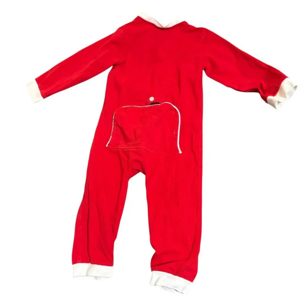 C&L Boutique Buttflap Red Zip Sleeper Long Size 3T Toddler Red White Christmas‎